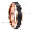 Bonlavie Rose Gold 도금 된 텅스텐 카바이드 반지를위한 Black Brushed Wedding Band Step Beveled Edge Comfort Fit 크기 512 240112