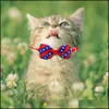 Hundkläder Tillbehör 12 Designs Independence Day Pet Bow Tie Patriotic Cat Justerbar Star and Stripes Collar 4th of Jy Small Pets D Dhnqw