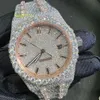 Pass Diamond Tester Moissanite Montre à diamant mécanique faite à la main pour homme