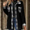 Mode féminine simple boutonnage revers pardessus automne hiver mi-longueur Plaid peluche veste loisirs à manches longues vêtements d'extérieur S-2Xl 240112