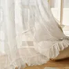 White Lace Sheer Tulle Curtain French Vintage Voile Flower Embroidery Light Filtering Window Drapes for Living Room Bedroom 240113