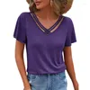 T-shirt da donna Camicia da donna con scollo a V Tinta unita Maniche con volant Ragazza Top con spalline incrociate