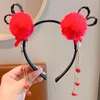 Accessori per capelli Fiore Bambini Parrucca Fascia per capelli Treccia Abito Tang Cerchio Fiocco rosso Fascia per capelli Nappa Copricapo per bambini Bastoni Hanfu