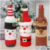 3 pezzi di pupazzo di neve di Natale Babbo alce manica per bottiglia di vino lavorata a maglia festa di festa accessori di Capodanno consegna di goccia Dhodq