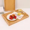 TEA TRAYS Natural Bamboo Tray With Strap Handle Pure Set Simple Rectangular Board Chinese