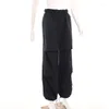 Calças femininas femininas cintura alta cordão reto-perna moda cor sólida simples carga y2k streetwear all-match casual geral