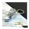 Keychains Lanyards Designer 83 Styles 3D Basketball Shoes Keychain Stereoskopiska sneakers för Women Bag Pendant Mini Sport Shoe Drop D DHV7X