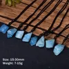 Hänghalsband Aquamarine Stone Blue Necklace Rope Chain Natural Quartz Raw Crystals Mineral Prov