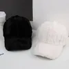 Gorras de bola Gorra de pico de ala ancha para mujer Béisbol esponjoso a prueba de rayos UV con sombrero de felpa grueso para protección solar Piel sintética