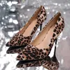 Jurk Schoenen 2024 Mode Hoge Hakken 35-42 Plus Size Vrouwen 12 Cm Dunne Stiletto Banket Bruiloft Sexy puntige Dames Luipaard