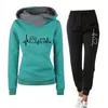 Calças femininas de duas peças outono inverno mulheres conjuntos de moda senhoras jogging ternos esportes wear casual hoodies sweatpants feminino