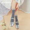 Hiannecy Original Lovely Lace Girl's Black Women's Pearl Socks JK Calf Lolita Socks Student Summer Ultra-Thin Silk White Socks 240113