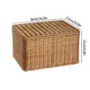 Large Woven Storage Baskets Rectangular Storage Box with Lid Box Organizer Bins Sundries Container Closet Wardrobe Organiser 240112