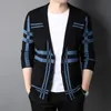 Men's Spring Korean Knitted Cardigan High end Brand Fashion Plain Sweater Coat Men's Autumn Leisure Luxury Sweater 240113