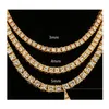 Hip Hop Bling Chains Jóias Mens Mulheres Diamante Iced Out Tennis Chain Colar Moda M 4mm Sier Gold Colares Drop Delivery Otugc