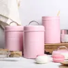 3 -pack te -tennbehållare lådor med lufttäta lock - 10 x 17 cm - för piller Fall Löst te socker och kaffe - rosa 240113