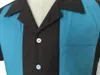 Men's Casual Shirts Candow Look Men Vintage Bowling Two Tone Ash Gray&aquamarince