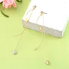 Dangle Earrings Bulk Price Trendy Star Flexural Brass Strands Drop For Women Green Zircon Pendant Fashion Jewelry