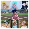 Bebê nó bandana meninas grande arco headbands elástico bowknot hairbands turbante sólido headwear cabeça envoltório acessórios de faixa de cabelo bj