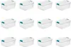 sterilite 15 Qt Storage Storage Bin قابل للتكديس مع غطاء مزلاج ينظم إكسسوارات أحذية الملابس في خزانة واضحة مع W 240112