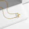 Trendige Halskette aus glänzendem Gelbgold mit Schleife für Frauen, bestanden den Diamanttest, weiblicher Schmuck, Luxus-Geschenk, gute Qualität, 240112