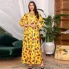 Ubranie etniczne marokańskie muzułmańskie nadruk kwiatowy Kobiety Kobiety długi maxi sukienka Turcja Arab Dubai Eid Party Femme Ramadan Kaftan Jalabiya vestidos