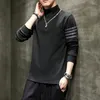 Men's T Shirts 2024 Brand Mens Graphic Autumn Long Sleeve Clothes Plus Size Homme High Quality Korean Style Fashion Black Striped Tops