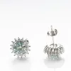 Veri orecchini a bottone verde blu 1CaratX2 per donne 100% argento sterling 925 scintillante regalo di nozze per incontri di nozze 240112