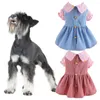 Cão vestuário adorável animal de estimação princesa vestido verão com botão de urso bonito macio confortável respirável vestidos de gato XS-2XL