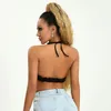 Kvinnors tankar Puloru Kvinnor Sexig kedja Halter Camisoles Summer Fashion Backless ärmlös Deep V Low Cut Vests Tops Street Casual Crop