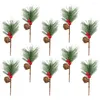 Fiori decorativi 10 pezzi di pino di Natale artificiale raccoglie coni di bacche di Natale per la decorazione regalo fai da te