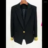 Costumes pour femmes Veste blazer femme avec perles Boutons de manchette dorés Mode Un bouton Mi-long Coupe classique Costume d'affaires Vêtements de cérémonie Blazers