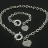 Vendita calda Compleanno Regalo di Natale Argento 925 Collana di amore Bracciale Set Matrimonio Dichiarazione Gioielli Collane con ciondolo a cuore Set di braccialetti 2 in 1 gioielli da donna72