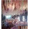 装飾的な花の花輪人工アジサイのウィステリアの花の花の花weddingアーチラッタンウォールハンギングホームパーティー装飾dhbyc