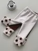 Pantaloni invernali per bambina Leggings in pile di cotone vestiti caldi per neonati più pantaloni casual spessi in velluto per bambini Dot Splice