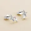 Lnngy 925 prata esterlina estrela brinco corte redondo 20mm003ct2pcs brincos para grils delicadas jóias diárias 240112