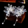 Dangle Earrings Charming Petal For Brides - Elegant Rice Beads And Tassels Wedding Makeup Accessories