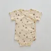 Rompers Fashion Born Baby Girl Bodysuit Vintage Floral Cotton Short Sleeve Jumpsuit Summer Infant Boys Clothes