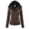 Gótico falso jaqueta de couro feminino casaco hoodies inverno outono motocicleta jaqueta preto outerwear couro plutônio básico casaco 240112
