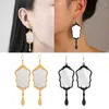 Boucles d'oreilles pendantes réfléchissantes uniques, pendentifs miroir à la mode avec boucles d'oreilles exagérées pour femmes et filles, livraison directe