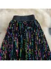 TIGENA Shiny Colorful Sequins Maxi Skirt Women Korean Fashion Aesthetic A Line High Waist Long Skirt Female Jupe Femme 240113