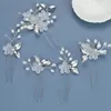 Hair Clips 5 Pcs Crystal Pearl Flower Elegant Headwear For Women Precious Jewels Bridal Wedding Accessories