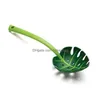 Colanders 스트레이너 Green Leaf Collander Mtifunctional Long Handled Spaghetti 슬롯 서빙 스푼 주방 샐러드 스푼 드롭 배달 DH7OP