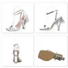 Sandaler Fashion Design Strange High Heels Silver Women Summer Square Toe Ankle Strap Party Shoes Sexy Open för