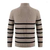 メンズセーター高品質のセーターフロントジップカジュアルストライププルオーバー秋の冬のスウェットシャツプルホムトップ