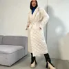 Women's Trench Coats Fashionable Warm Cotton Jacket Autumn And Winter Diamond Checkered Long Oversized