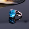 Pierścionki ślubne 2024 Moda i śmieszne z nieregularnego geometrycznego interfejsu ocean niebieski kryształowy różowy kolor pierścionka romantyczne prezenty świąteczne