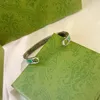 Designer de luxo novo esmalte pulseira famosa marca francesa clássica dupla letra gem verde galvanizado grosso ouro mulheres charme jóias mãe moda presente requintado
