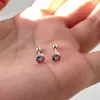 Boucles d'oreilles PANJBJ 925 argent Sterling couleur Zircon boucle d'oreille pour femmes fille croix rotondité Petite bijoux cadeau d'anniversaire goutte