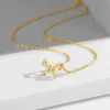 Collana con fiocco in oro giallo lucido di tendenza per le donne che supera il test del diamante gioielli femminili regalo di lusso di buona qualità 240112